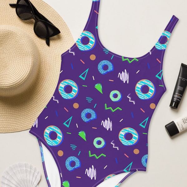 Donut 80's Pattern Swimsuit | Cute One Piece Swimwear