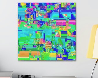 Impression sur toile néon glitch : déco Fever Dream des années 80