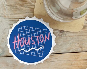 Retro Houston Bottle Opener: Magnetic H-Town Pride