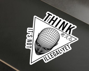 Pegatina de Cyberpunk Vaporwave: "Piensa que aún no es ilegal" de vinilo