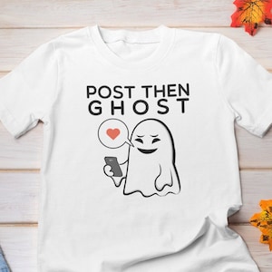 Post dan Ghost Funny Halloween Cartoon Unisex T-shirt - Gildan S-3XL