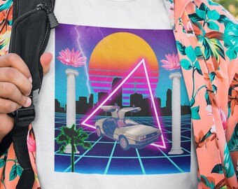 SYNTHWAVE Nightlife 80's Tee | Gridline Vaporwave Sunset Palm Tree Aesthetic Mens Womens S-4XL