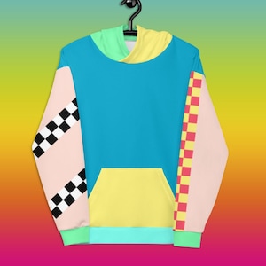 Color Block Pastel Hoodie Asymmetric Rainbow Unisex Fit Aesthetic Kawaii Skater Apparel image 1