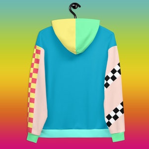 Color Block Pastel Hoodie Asymmetric Rainbow Unisex Fit Aesthetic Kawaii Skater Apparel image 4