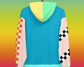 Color Block Pastel Hoodie Asymmetric Rainbow Unisex Fit