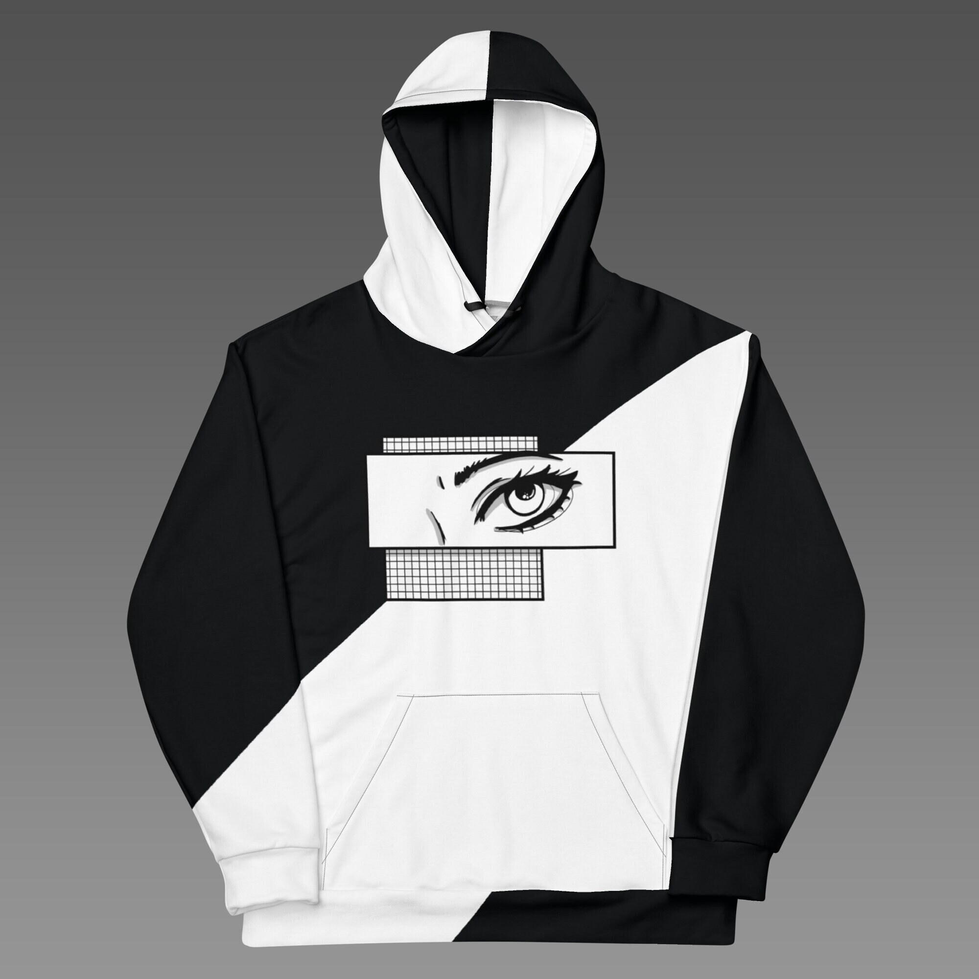 Anime black and white hoodie discount