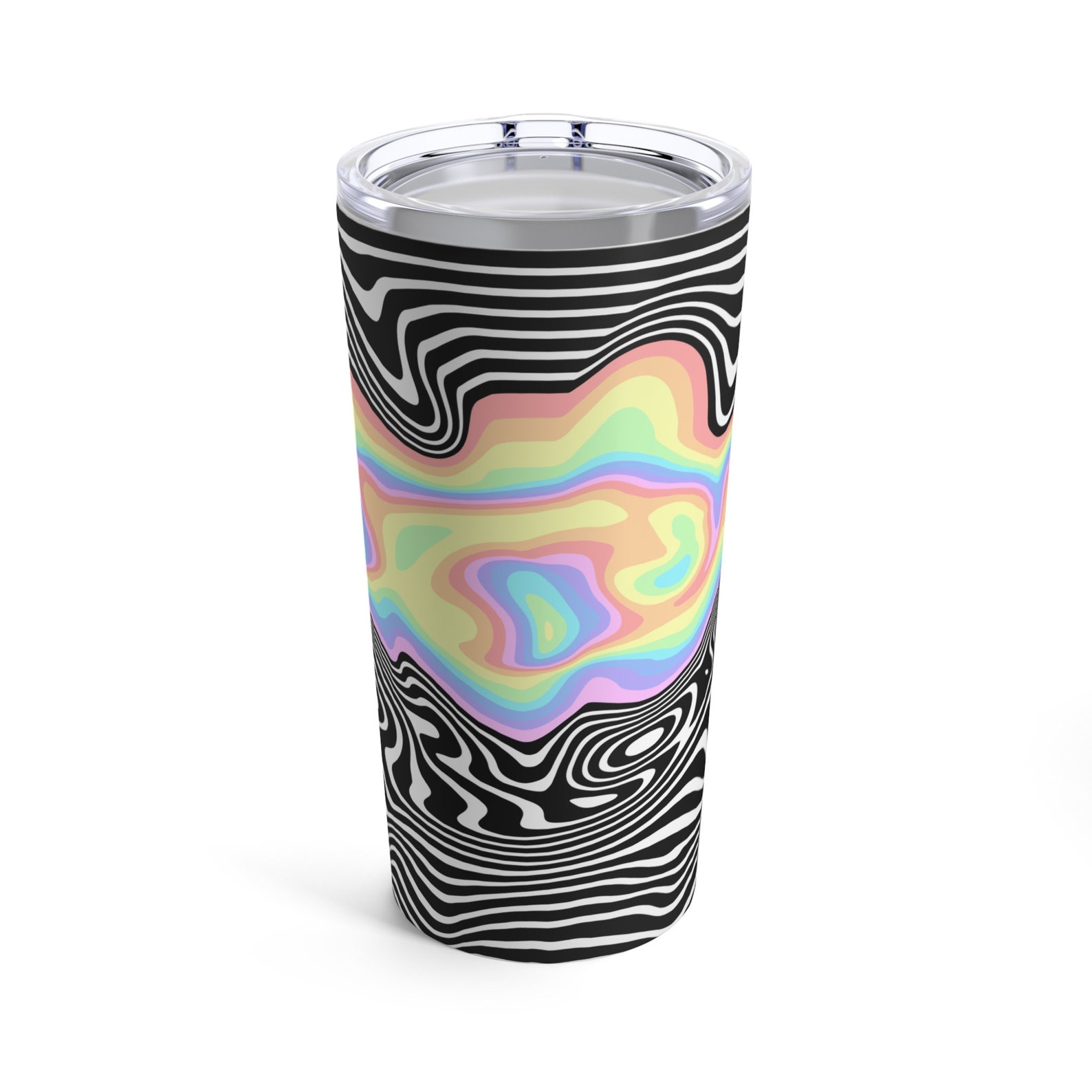 Trippy RGB Melt Tumbler 20oz - Psychedelic Black & White Stainless ...