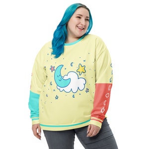 Cute Moon & Stars Sweater | Cute Pastel Aesthetic Kidcore Unisex Sweatshirt 2XS-6XL