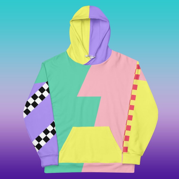 Color Block Lightning Hoodie - Regenbogenästhetik Unisex Fit