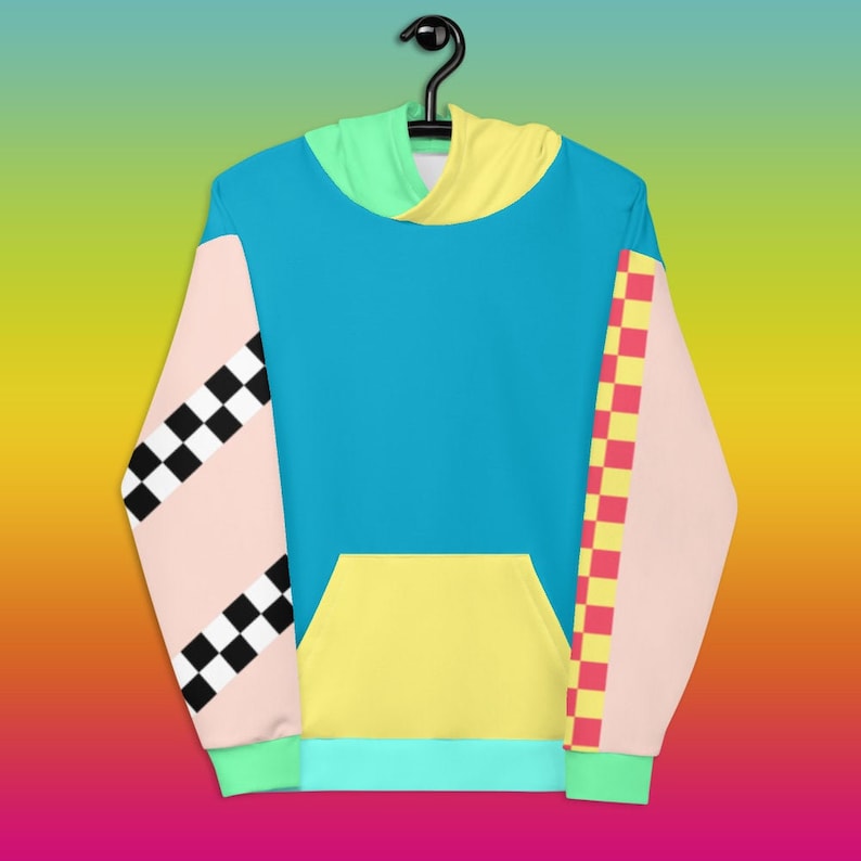 Color Block Pastel Hoodie Asymmetric Rainbow Unisex Fit Aesthetic Kawaii Skater Apparel image 1