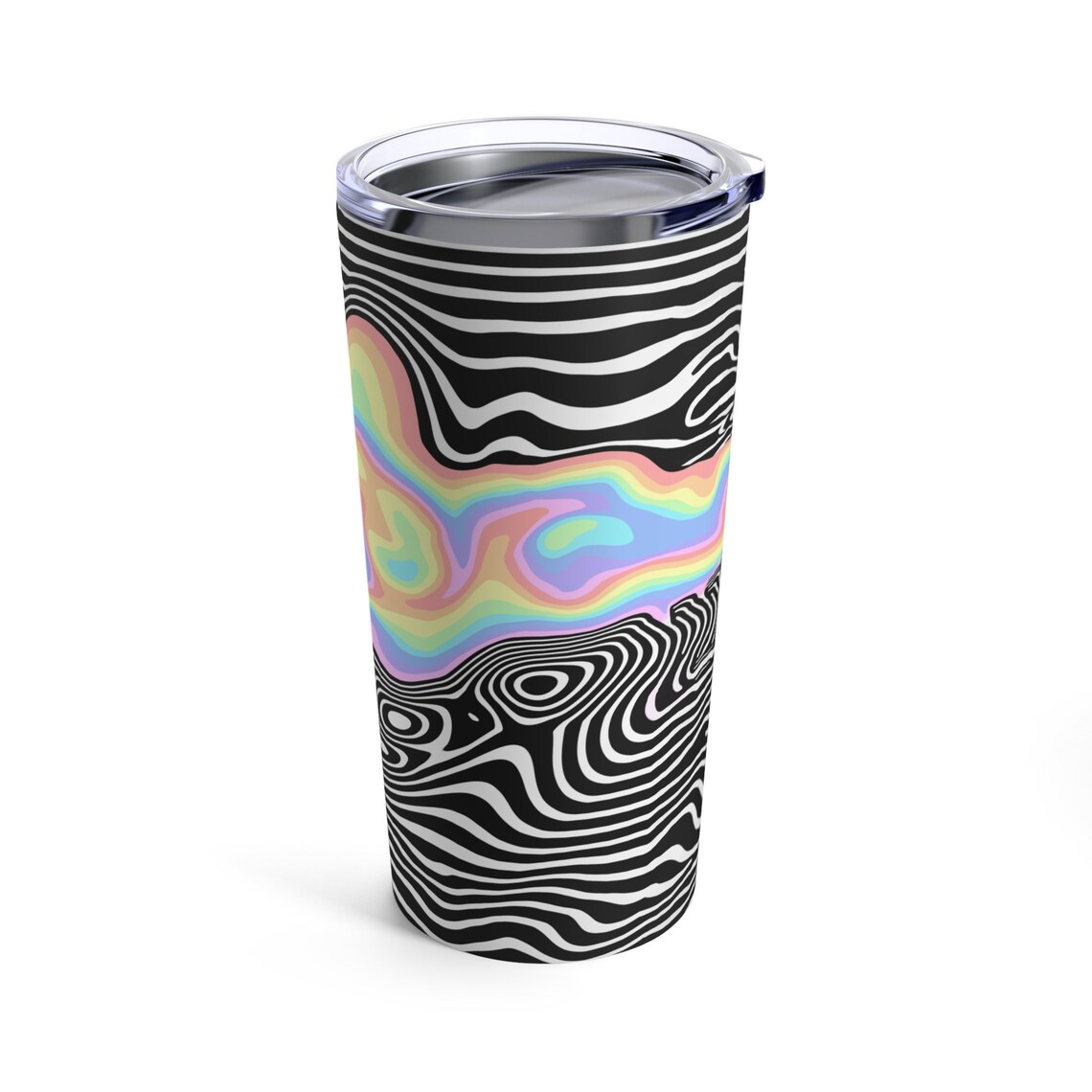 Trippy RGB Melt Tumbler 20oz - Psychedelic Black & White Stainless ...