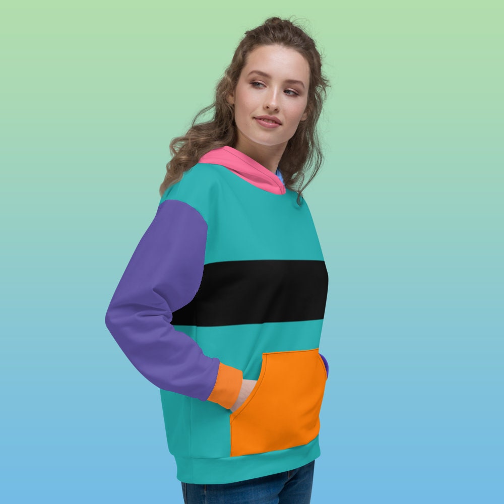 90's Color Block Hoodie | Retro Vintage Sweatshirt - Etsy