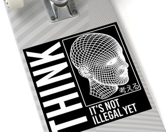 Adesivo Cyberpunk THINK: decalcomania in vinile con struttura in filo metallico Vaporwave