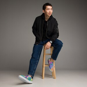 Colorful Monstera Men’s Shoes | Aesthetic Slip On Canvas Footwear | Plant Streetwear