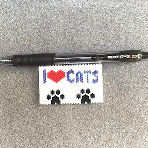 I Love Cats Beaded Pen Wrap für Pilot G2, PDF Digital Download