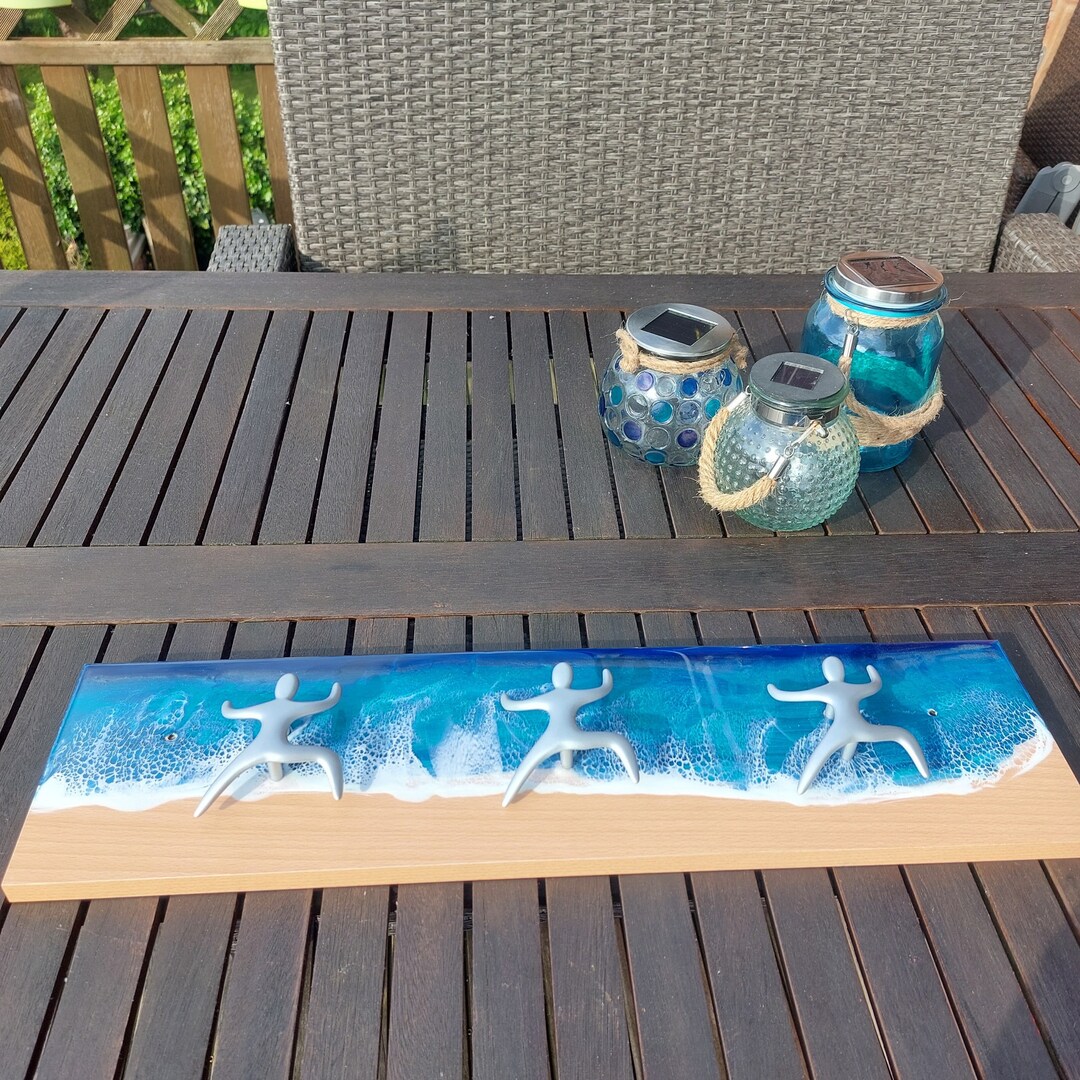 Coat Rail Epoxy Resin in Wave Design surfer - Etsy