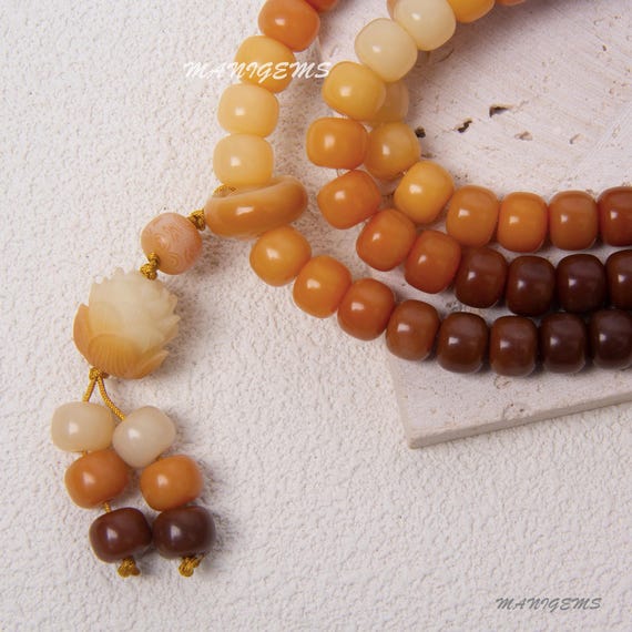 Gradient Bodhi Root Lotus 108 Mala Beads Buddhist Bracelet Necklace Balance Inner Harmony Handmade Buddhist Prayer Gift for Meditation