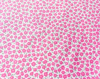 Rosa Floraler Polycotton Stoff, Quilting Stoff, Blumenstoff, kleiner BlumendruckStoff, Rosa Blumenstoff