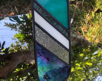 Handmade Stained Glass Suncatcher: Pill Shaped Window Hanging