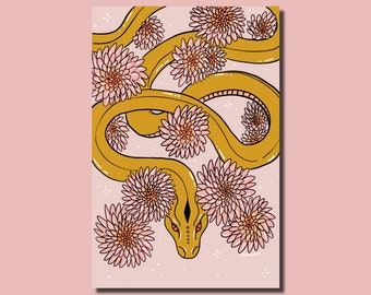 Seres - 4" x 6" Art Print, Wall Art, Illustration, Digital Art Print, Snake Print