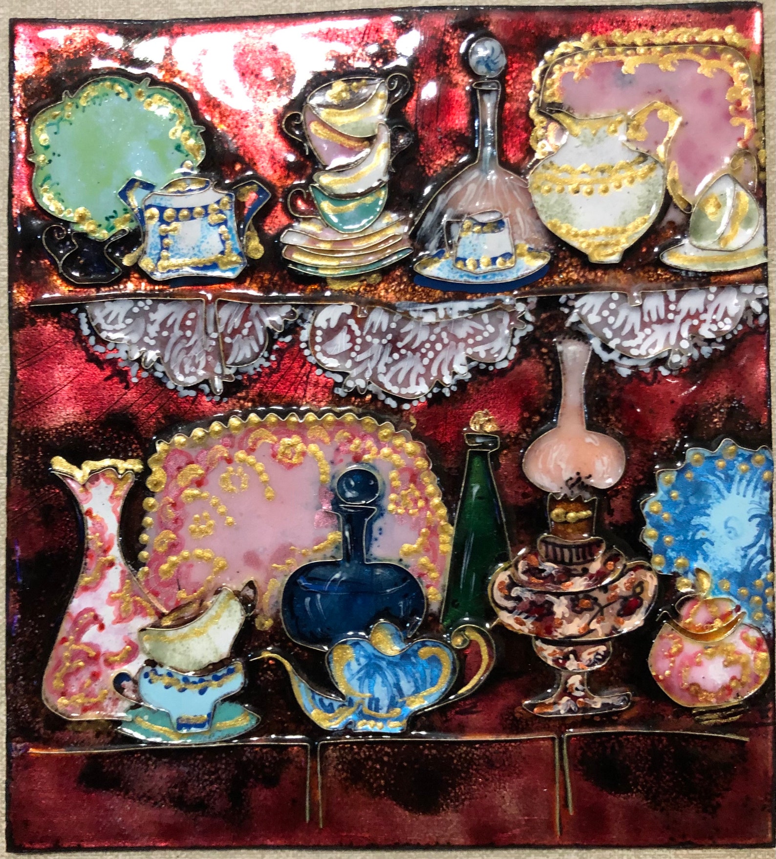 My Shelf Cloisonne Enamel Painting Etsy