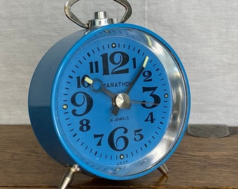 Made in USSR Blue Alarm Clock - 1980's Clock