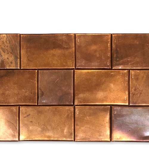 Brushed Copper Metal Square Wall Tiles Etsy
