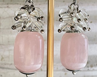 Raw Rose Quartz Earrings • Crystal Earrings • Dangle Earrings • 925 Sterling Silver • Natural Jewelry • Quartz Gift • Gift For Her