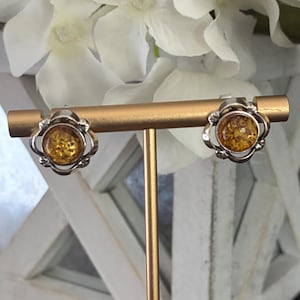 Natural Baltic Amber Earrings, Honey Amber Earrings,  Natural Jewelry, Sterling Silver  Earrings, Amber Gift, Gift For Her, Amber Jewelry