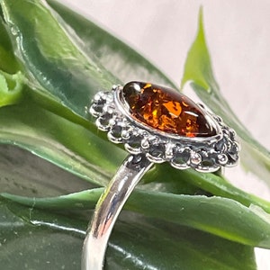 Delicate Natural Cognac Amber Ring. Amber Jewelry, Sterling Silver Ring, Beautiful Stone Gift, Amber Gift For Her