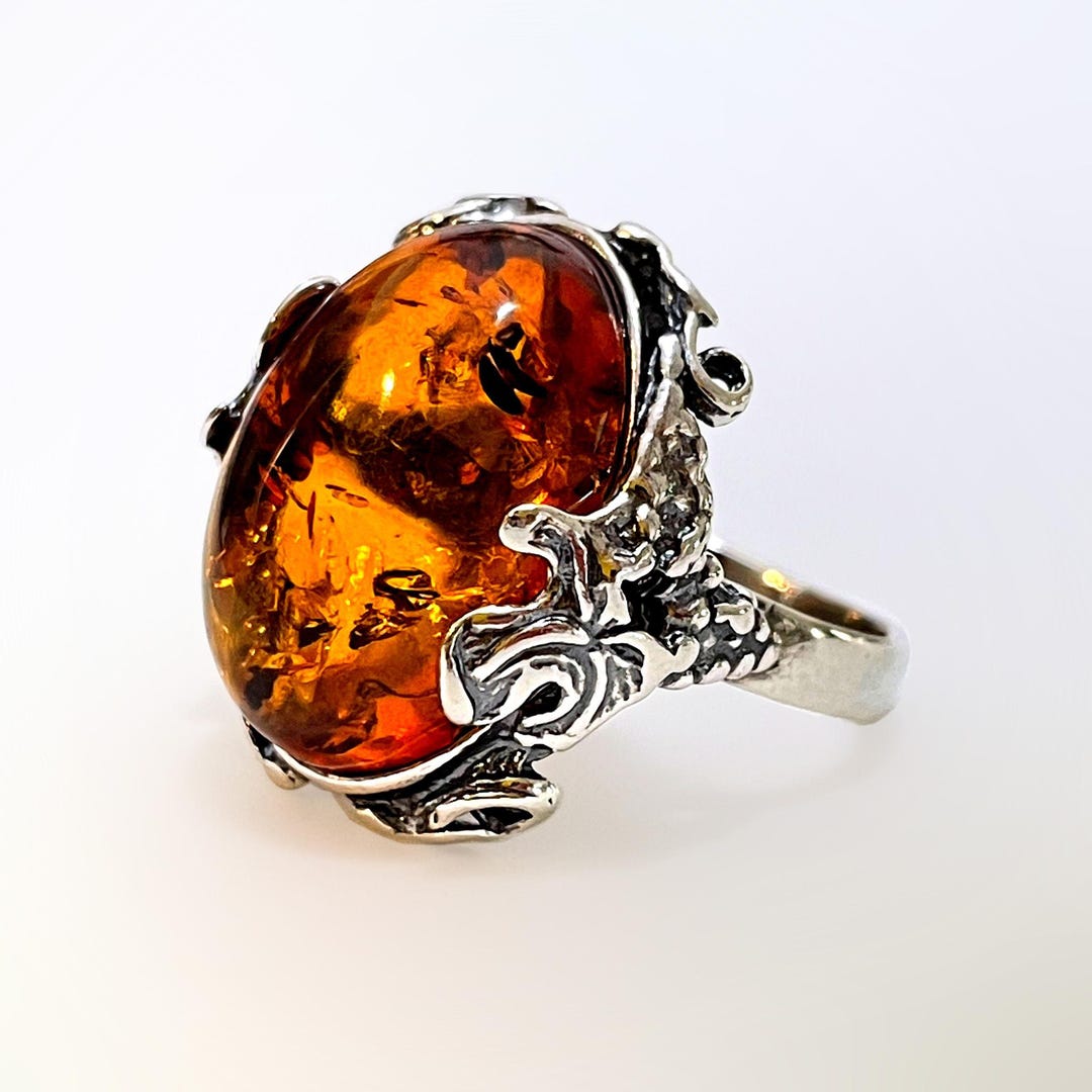 Vintage Natural Baltic Amber Ring • Amber Jewelry • Gift for Vintage Natural Baltic Amber Ring • Amber Jewelry • Gift for