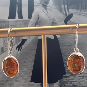 Natural Baltic Amber Earrings, Honey Amber Earrings, Amber jewelry gift for her, Natural Jewelry, Sterling Silver Earrings