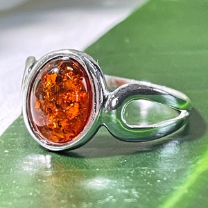 Natural Baltic Cognac Amber 925 Sterling Silver Ring Beautiful Stone Gift For Her, Natural Jewelry, Amber Gift, Amber Jewelry