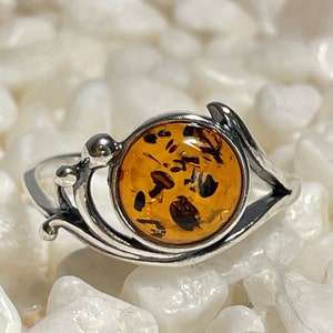Tiger Eye Amber Ring, Sterling Silver Ring, Natural Baltic Amber Ring Gift For Her, Natural Amber Jewelry, Handmade Jewelry