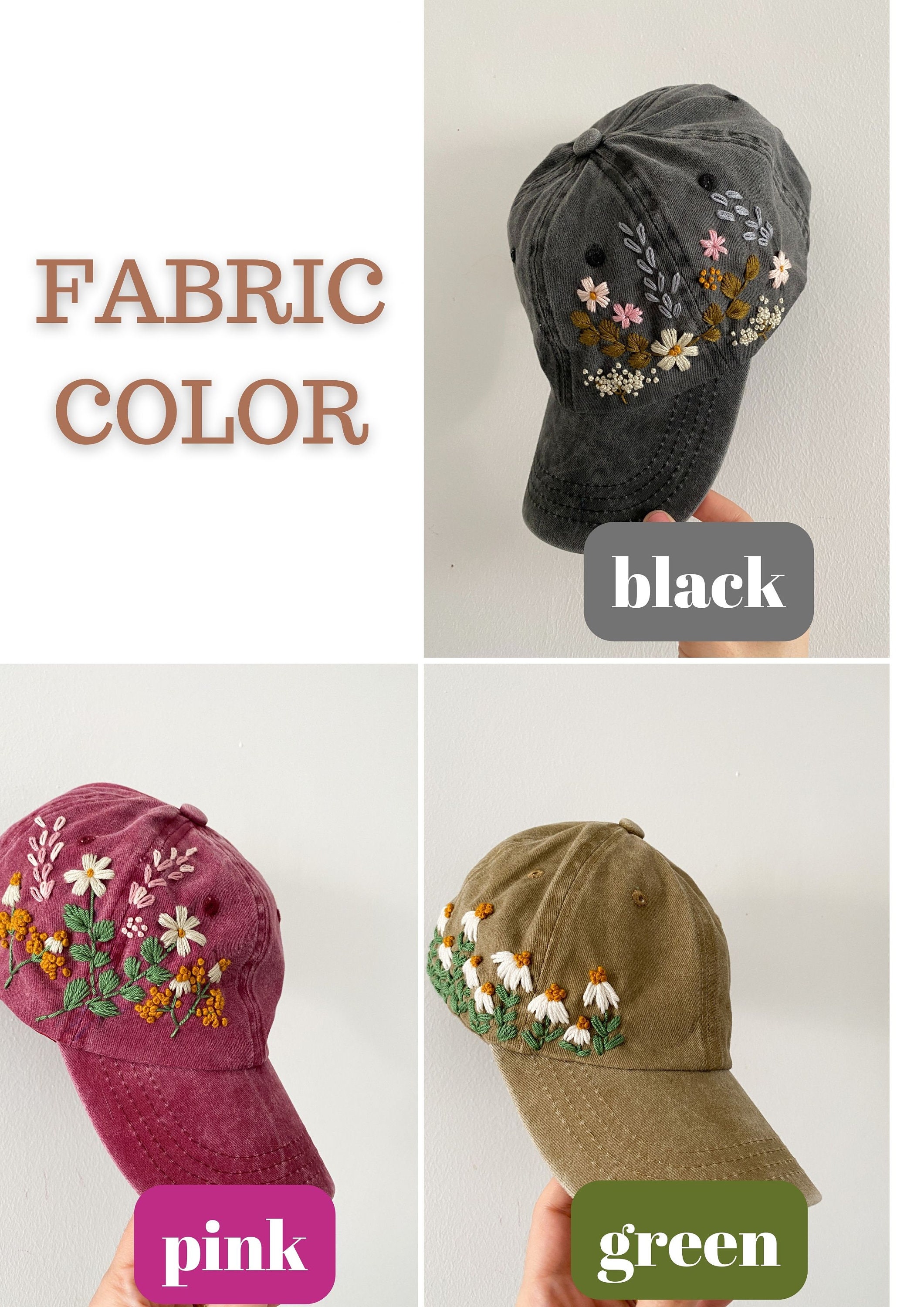 Buy Hand Embroidered Hat, Floral Embroidered Denim Cap, Vintage