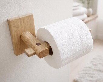 Handcrafted Oak Wall Mounted Toilet Roll Holder