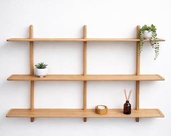 Oak Shelves | Large Triple Wall Shelf Unit in Oak