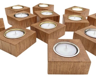 Square Oak Tea Light Holder