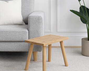Low Oak Scandinavian Style Stool