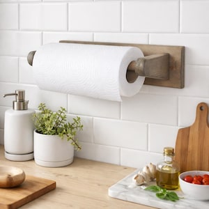 Kitchen Roll Holder in Pine for Wall Mounting.