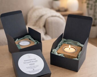 Square Oak Tea Light Holder