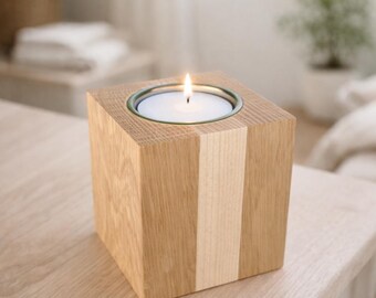 Oak and Maple Tea light Holder