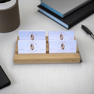 Présentoir pour cartes de visite en chêne, porte-cartes de visite.