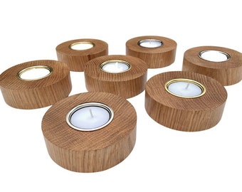 Round Oak Tea Light Holder