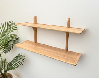 Large Oak Double Wall Shelf