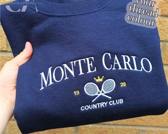 Embroidered Monte Carlo Sweatshirt, Monte Carlo Jumper, Trendy Sweatshirt