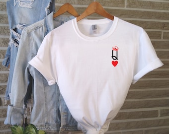 Queen Of Hearts Ladies Tshirt Poker Queen Gift For Friend Poker Tshirt Ladies Summer T-shirt 100% Cotton Tee