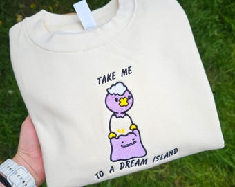 Sweat brodé emmenez-moi sur une île de rêve, sweat-shirt gaming mignon, chemise Dream Island, cadeau gamer douillet, sweat-shirt mignon drôle,