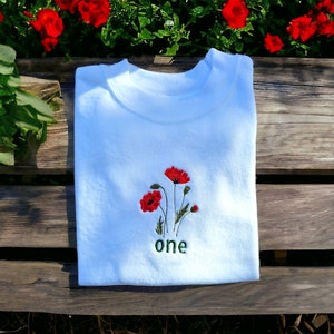 Camiseta bordada de amapolas para niños, camiseta de primer cumpleaños, regalos de amapolas, segundo cumpleaños, camisa de amapolas, camisa de amapolas, cumpleaños de nieta