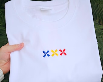 Rumänisch gesticktes Unisex-T-Shirt, rumänische Flagge, rumänische Geschenke, Geschenk für ihn, Geschenk für sie